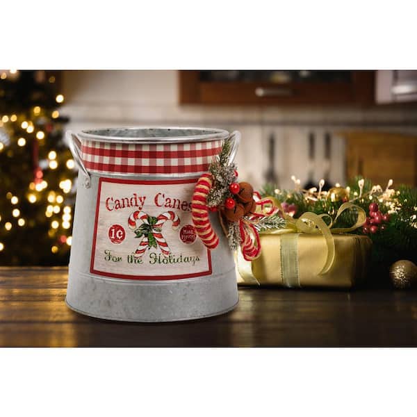 Christmas Plastic Buckets with Handles, Rectangular Bins for Gifts