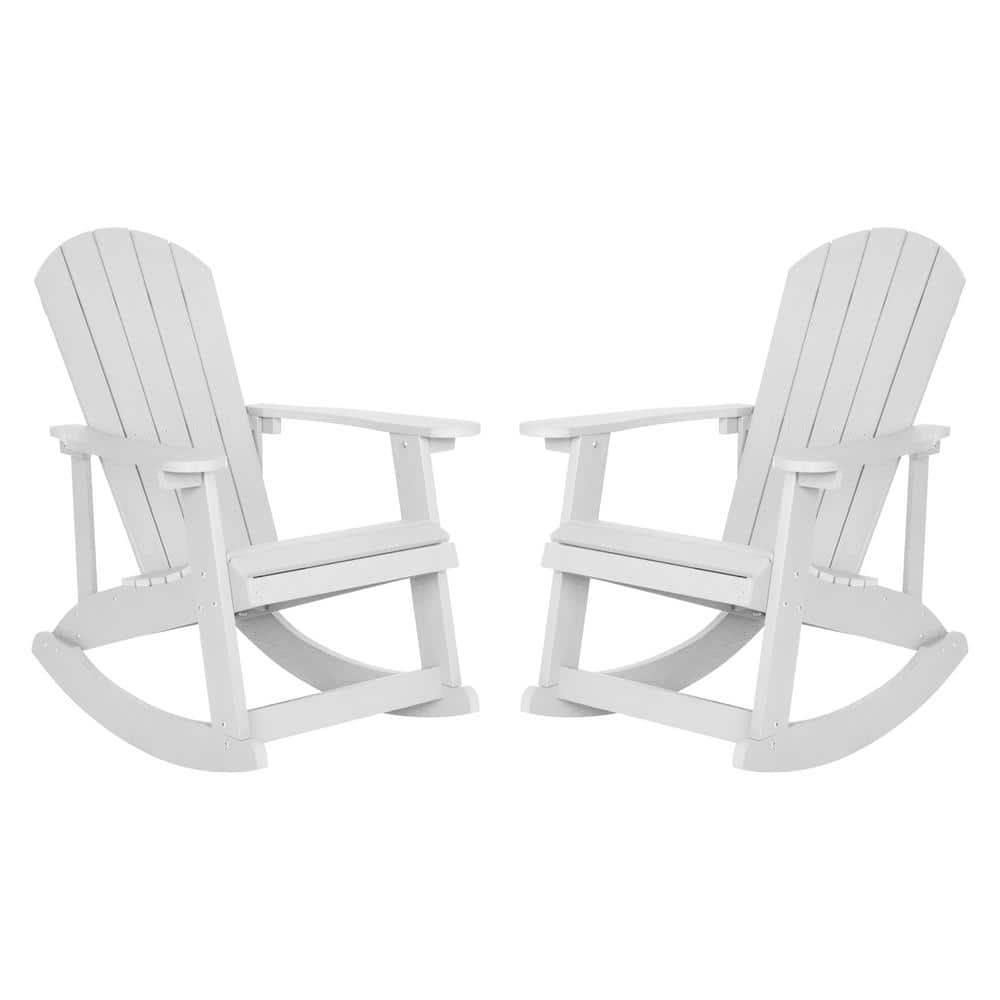 TAYLOR + LOGAN White Plastic Outdoor Rocking Chair (Set of 2) RO-508527 ...