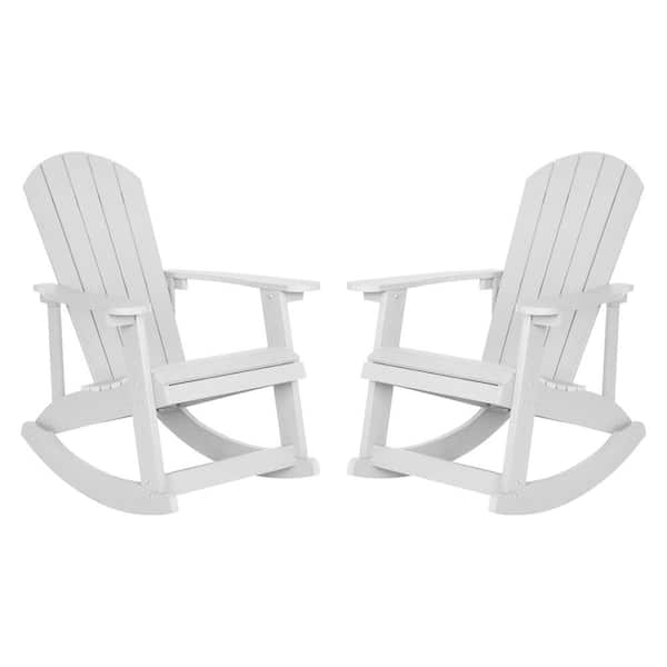 TAYLOR + LOGAN White Plastic Outdoor Rocking Chair (Set of 2)