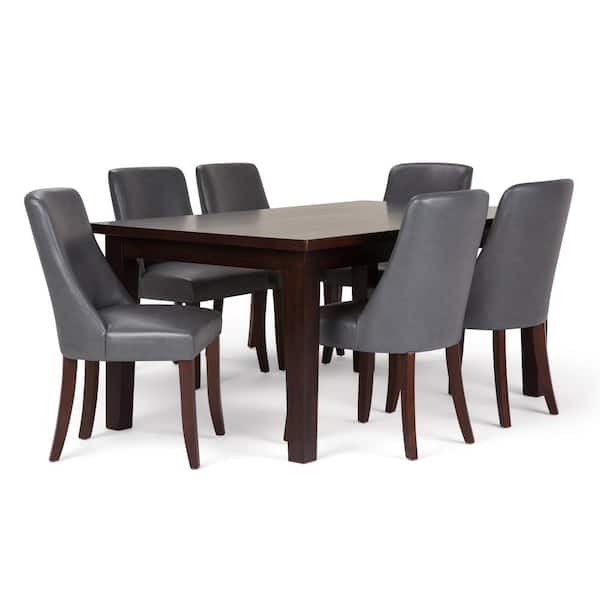 Simpli Home Walden 7 Piece Dining Set, Grey Tufted Dining Chairs Set Of 6