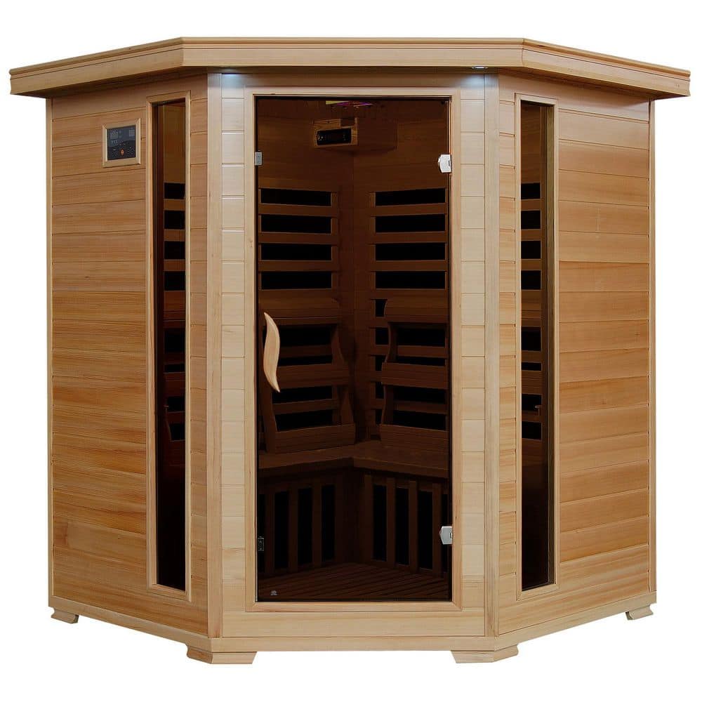 Radiant Sauna 4-Person Hemlock Corner Infrared Sauna with 10 Carbon Heaters  BSA2420 - The Home Depot