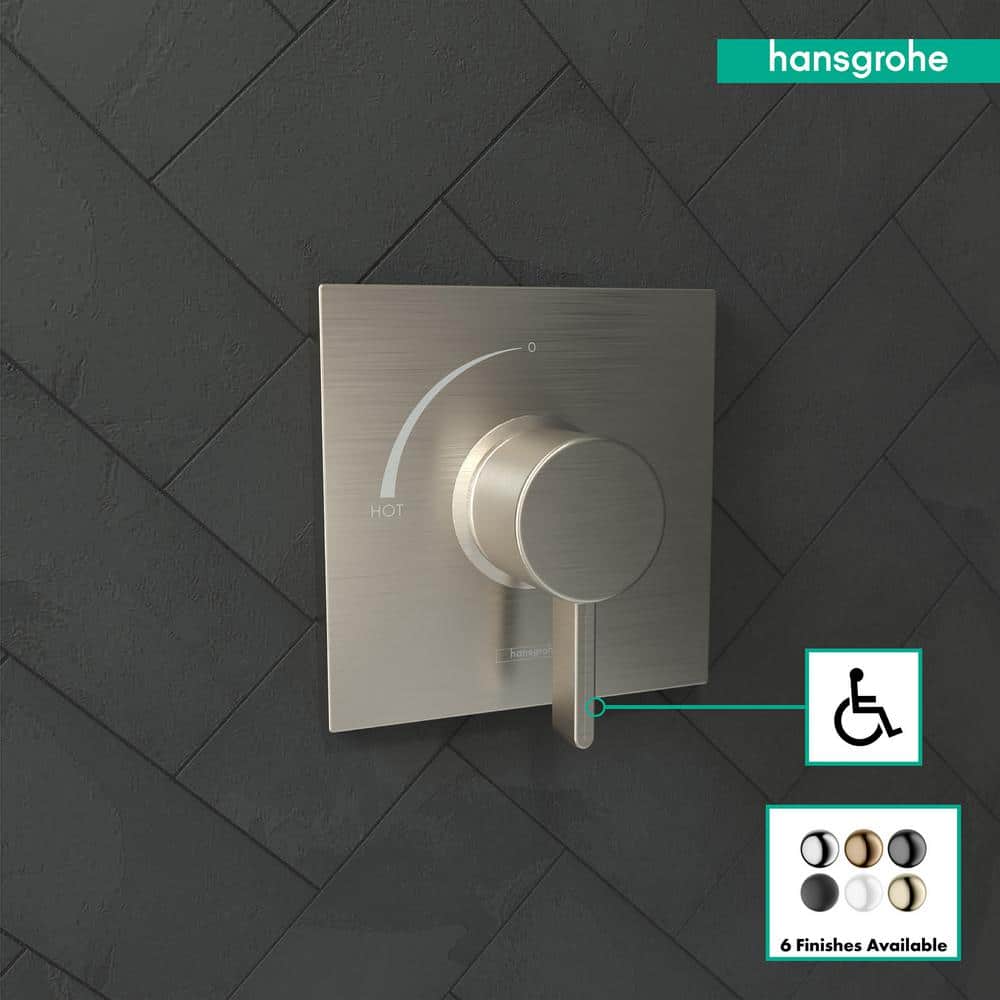 Ecostat Square Black Wall-Mounted Shower Valve with Lever