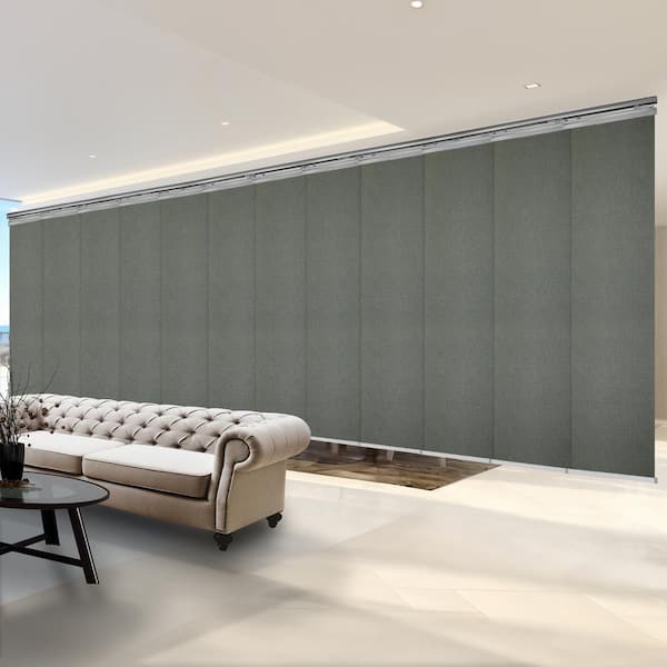 EMOH Nikolai 140 in. x 260 in. W x 94 in. L Adjustable 12-Panel, Satin Nickel Double Rail Panel Track with 23.5 in. Slates