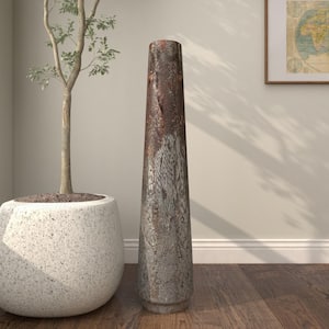 36 in. Silver Snakeskin Inspired Ceramic Decorative Vase