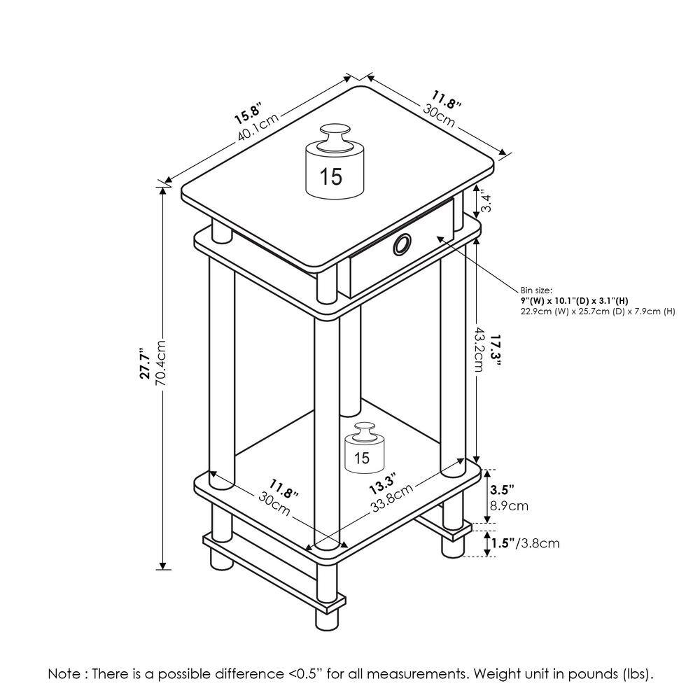Espresso Wood and Metal Square End Table with Storage
