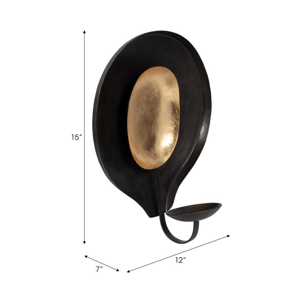 15" Black and Gold Iron Round Votive Holder