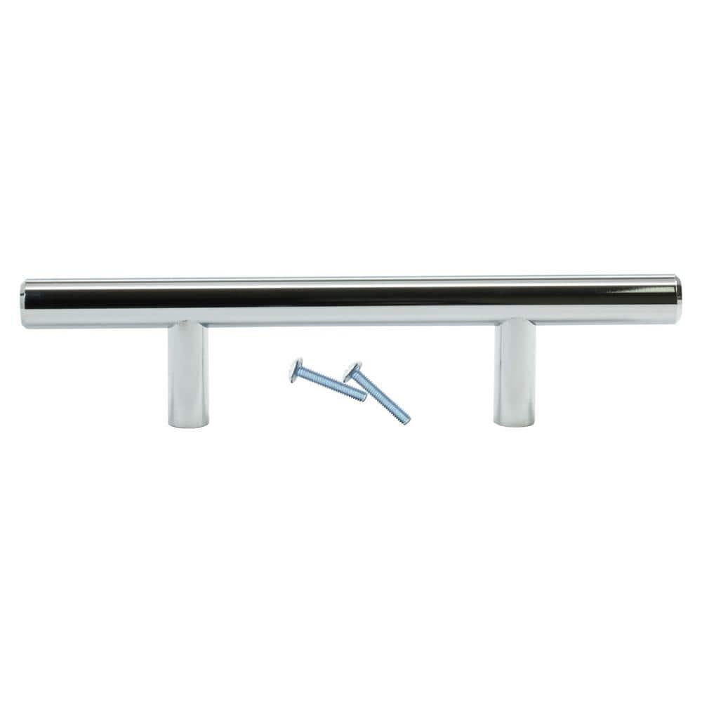 Solid 3 in. (76 mm) Center-to-Center Chrome Kitchen Cabinet Drawer T Bar Pu