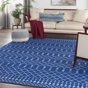 Whimsicle Navy 8 ft. x 10 ft. Tribal Moroccan Contemporary Area Rug