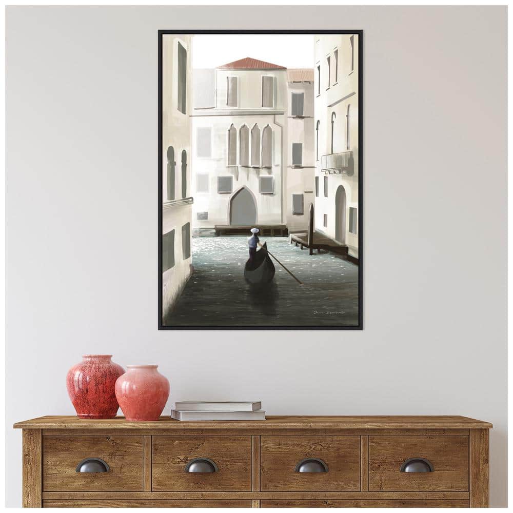 Venice Moment by Omar Escalante Black Floater Frame Canvas Wall Art