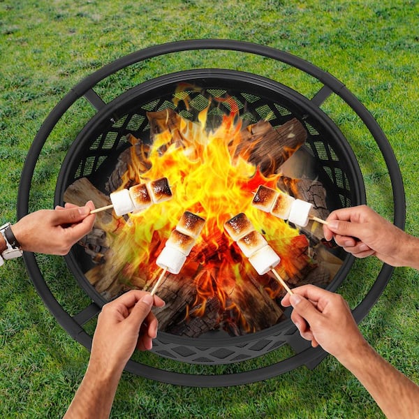 36 in. Smokeless Steel Outdoor Fire Pit with Spark Screen, Carry