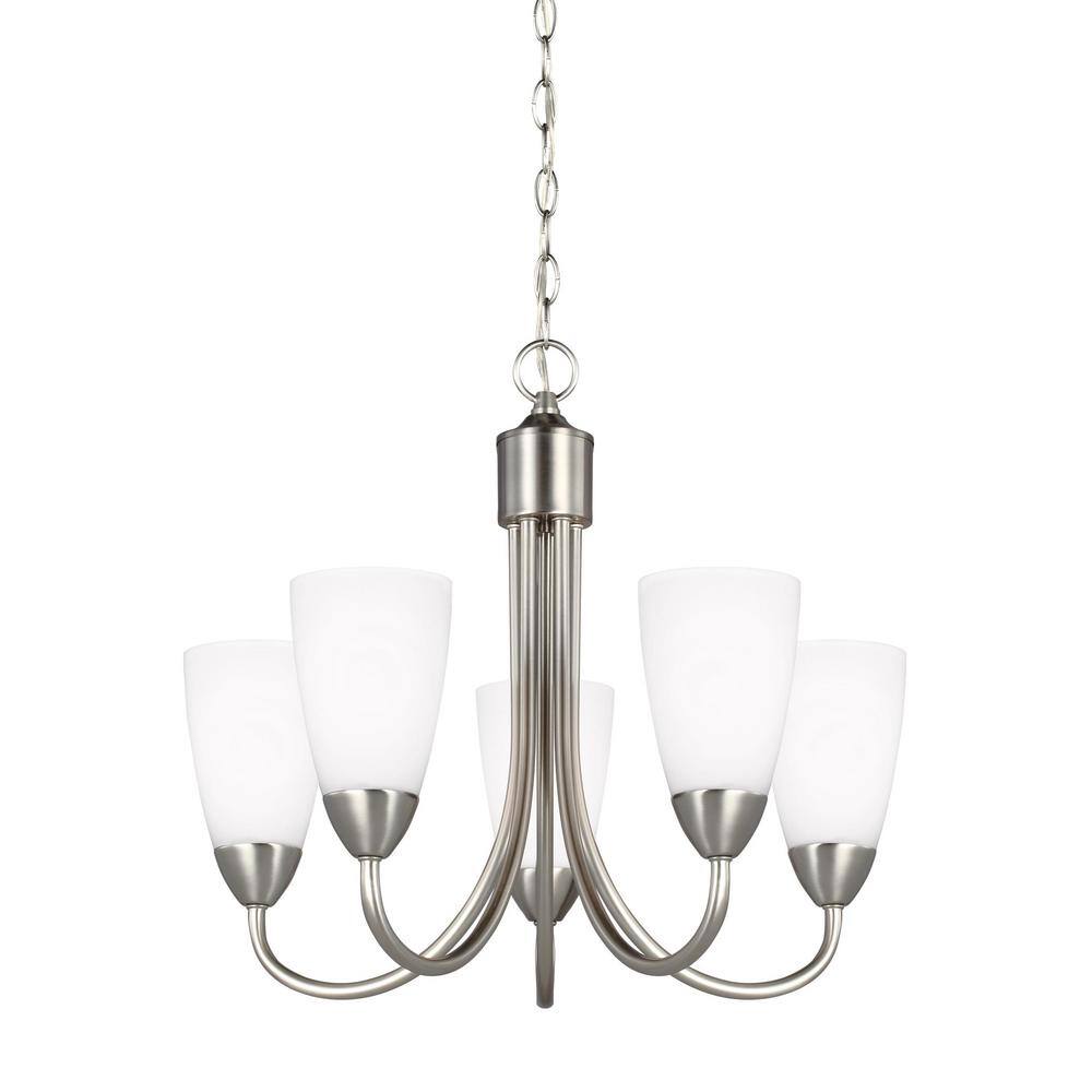 Seville Brushed Nickel 5-Light Mini Chandelier with Etched Glass