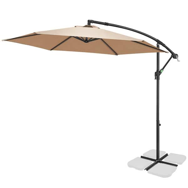 Unbranded SERGA 10 ft. Outdoor Patio Tilt Market Cantilever Umbrella in Beige
