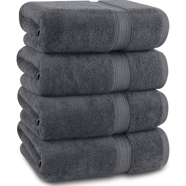 Unbranded 4-Piece Grey Ring Spun Cotton Premium Bath Towels Set