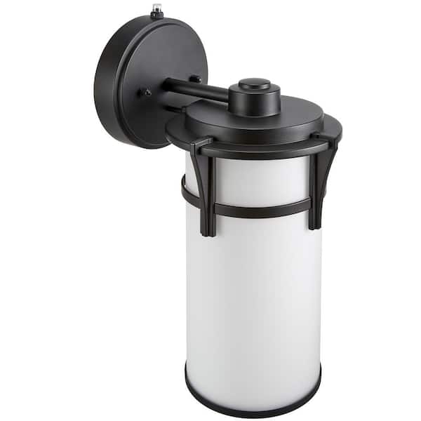 LED Outdoor Wall Light, Black with Frosted Glass, Dusk to Dawn Sensor, 730 Lumens, 3 CCT 3000K-5000K