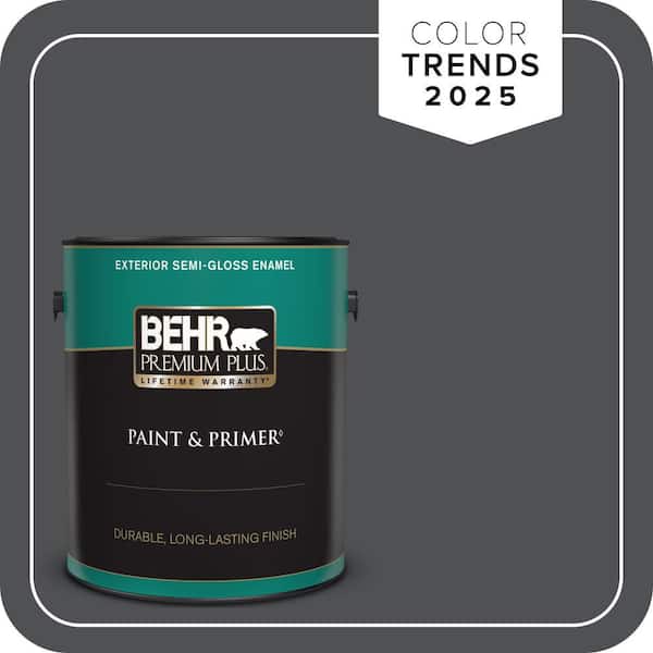 BEHR PREMIUM PLUS 1 gal. #PPU18-01 Cracked Pepper Semi-Gloss Enamel Exterior Paint & Primer