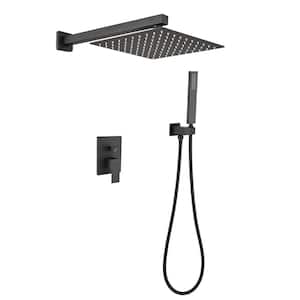Single Handle 1-Spray Wall Mount Rain Shower Faucet 2.5 GPM with Adjustable Flow Rate in. Matte Black