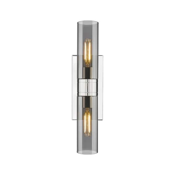 Innovations Ballston Urban 18 in. 2-Light Polished Nickel Vanity Light with Glass Shade