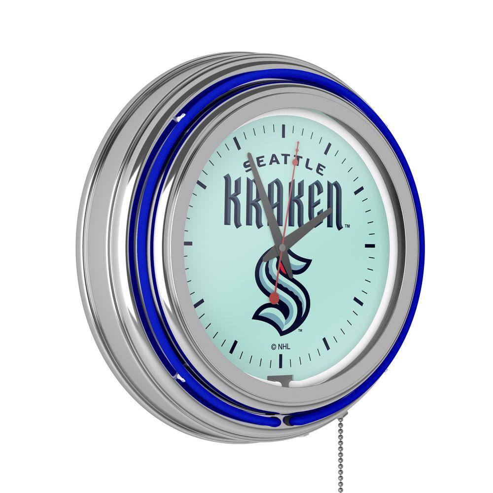Seattle Kraken Blue Logo Lighted Analog Neon Clock