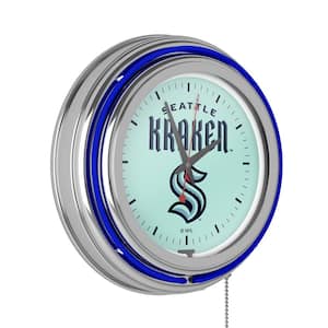 Seattle Kraken Blue Logo Lighted Analog Neon Clock