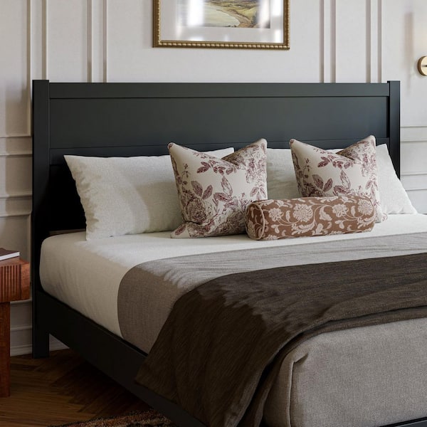 Aveline Black King Wood Panel Headboard