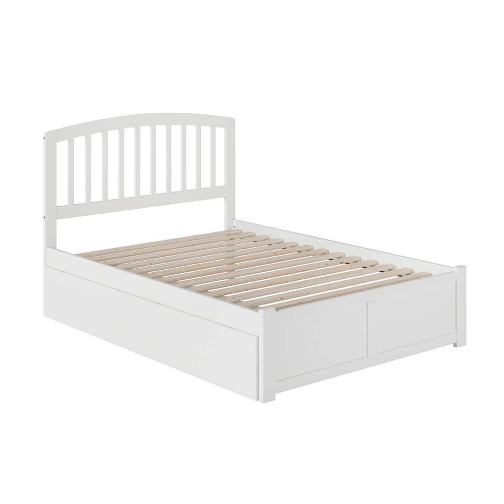 Richmond Full White Wood Platform Bed with Storage Drawers
