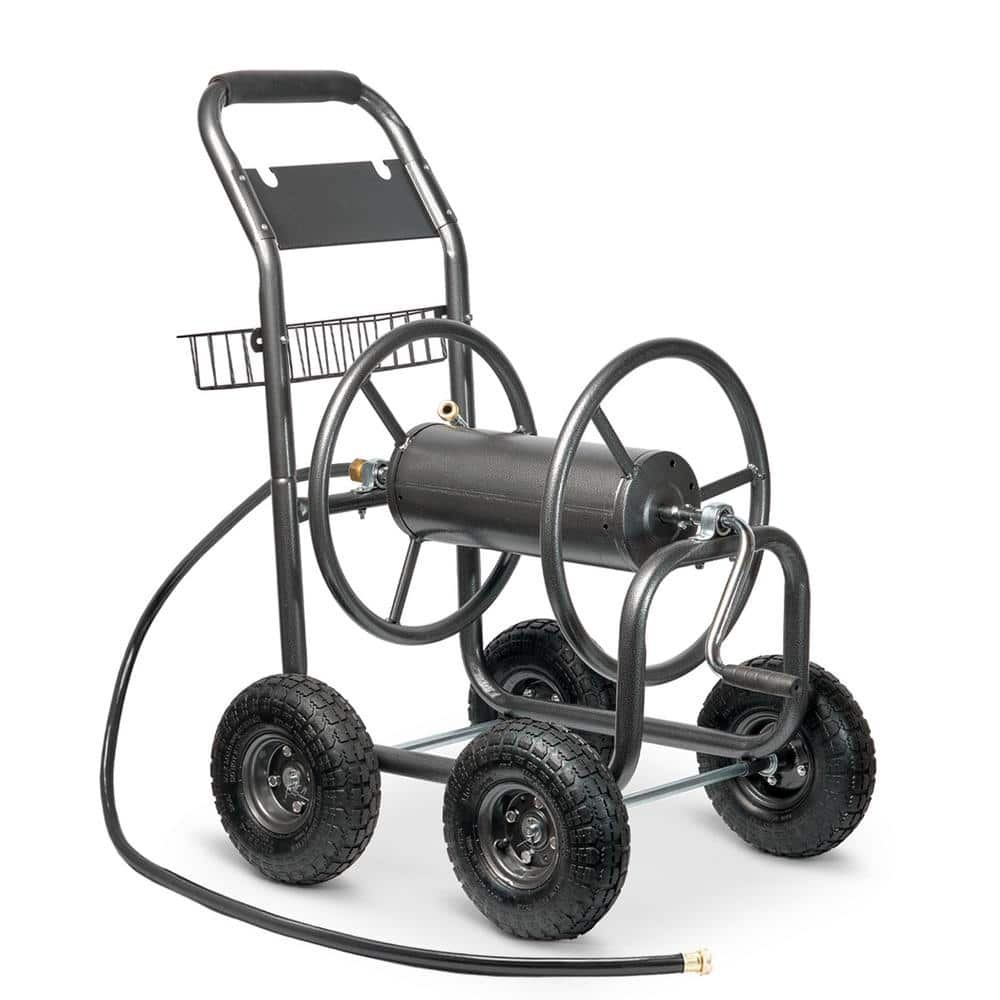 XtremepowerUS 300 ft. Garden 4-Wheel Mobile Hose Reel Cart with 6 ft ...