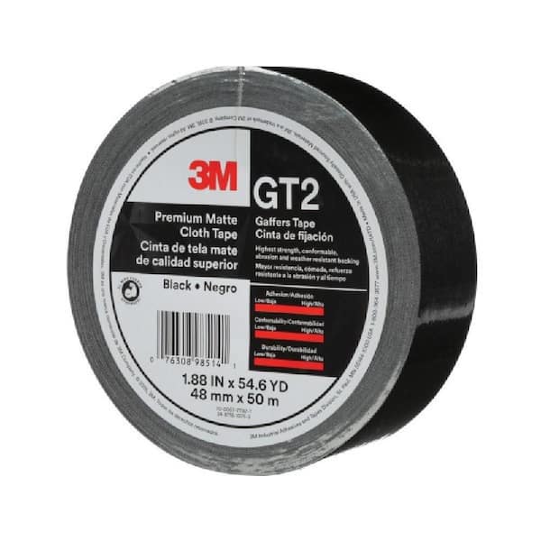 3M GT2 Premium Matte Cloth Black 1.88 in. x 164 ft. Non-Reflective