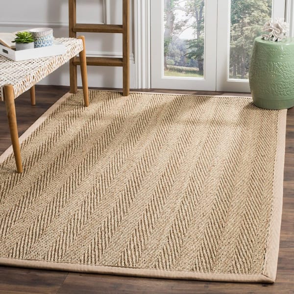 Natural Fiber Tan/Beige 6 ft. x 9 ft. Border Area Rug