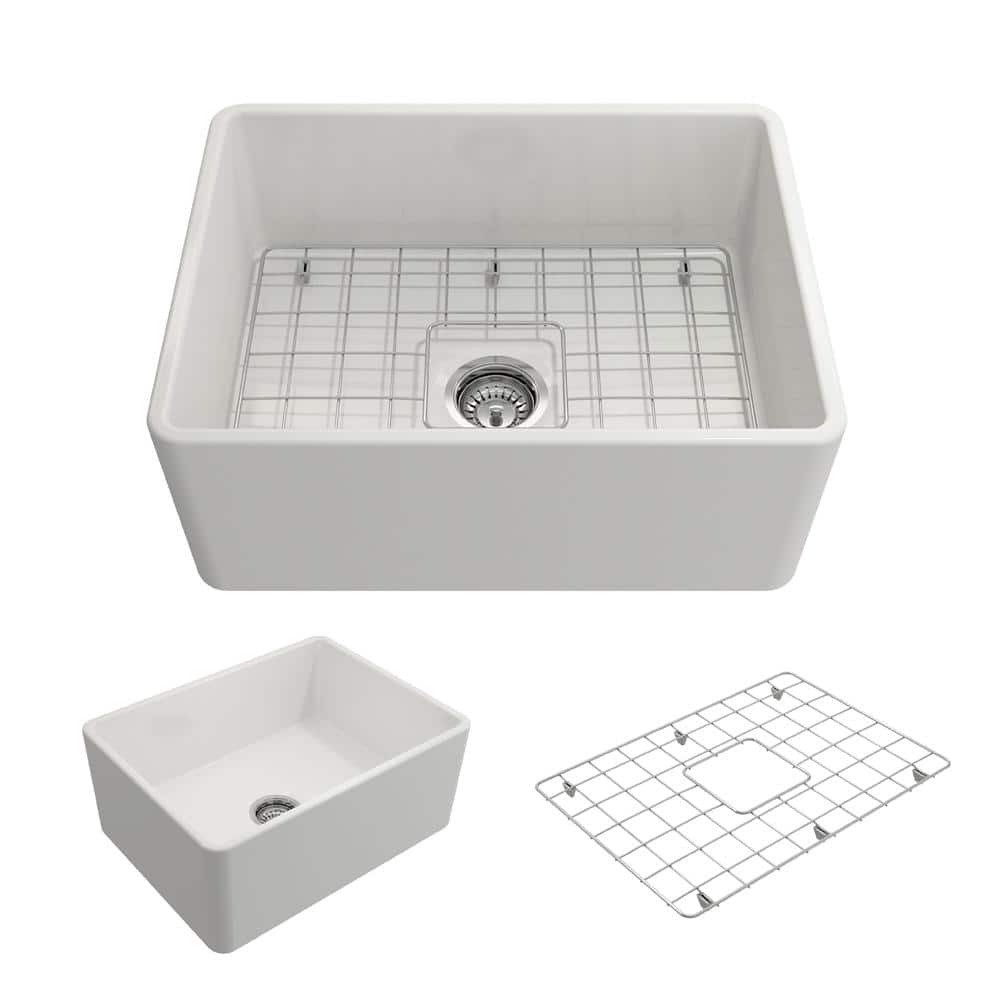 Classico White Fireclay 24" Farmhouse Apron Front Kitchen Sink