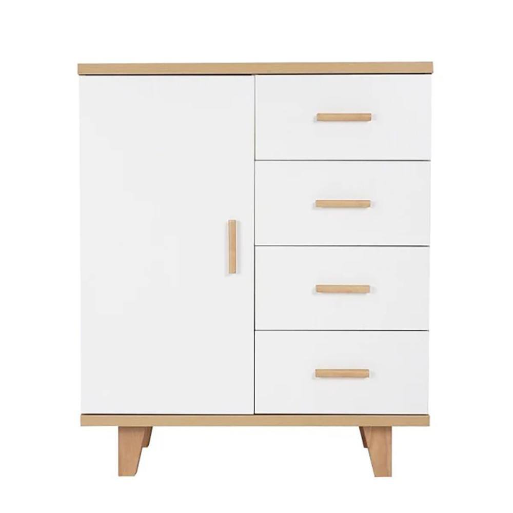 4-Drawer White Chest of Drawers with 1 Door and Shelf (37.8 in. H x 31.5 in. W x 15.75 in. D)