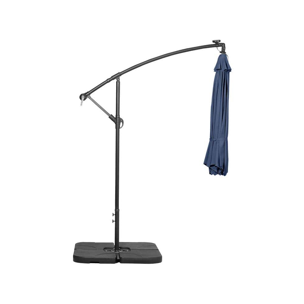 Navy Blue 10 Ft Solar LED Cantilever Patio Umbrella with Base