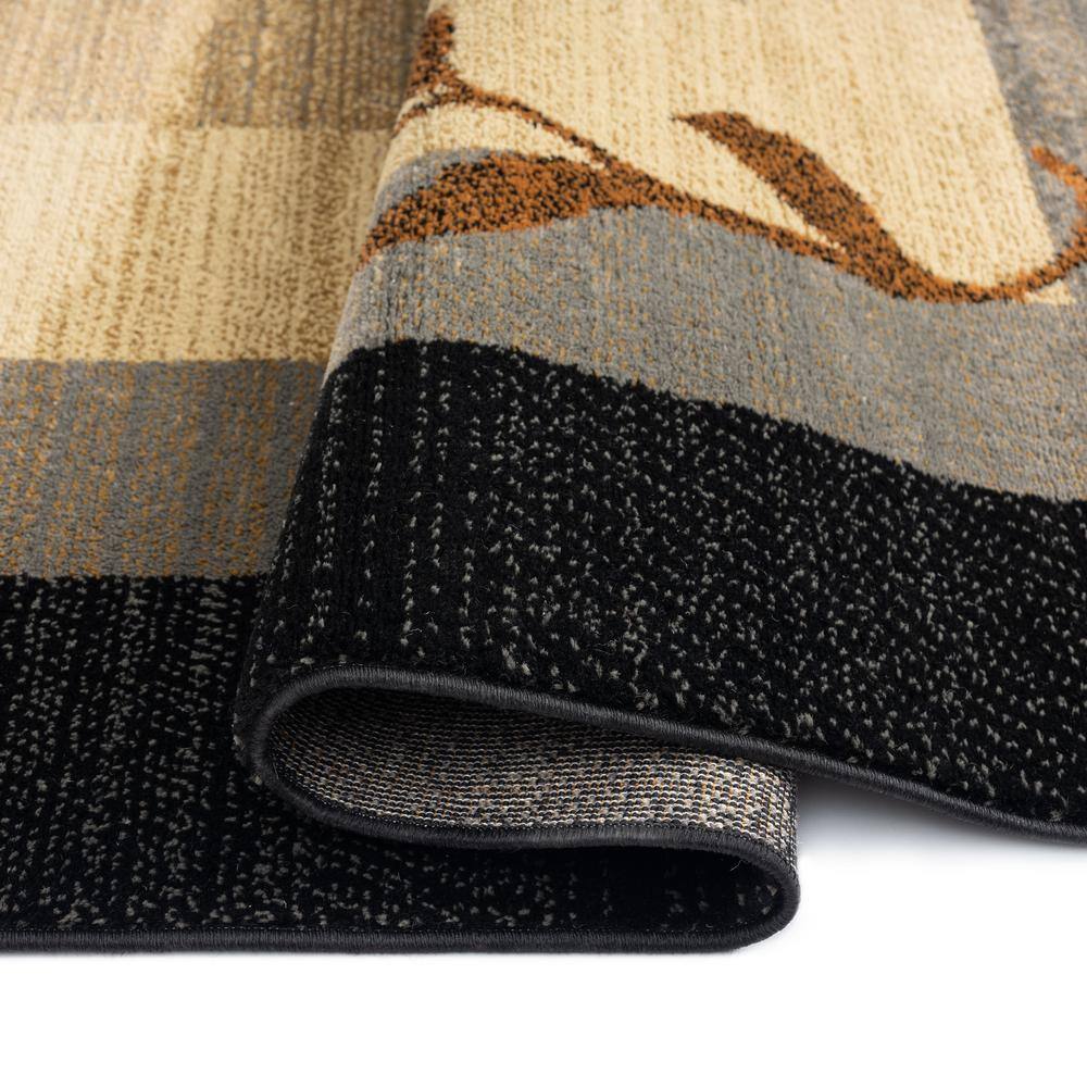 Royalty Clover Black and Blue Geometric Area Rug