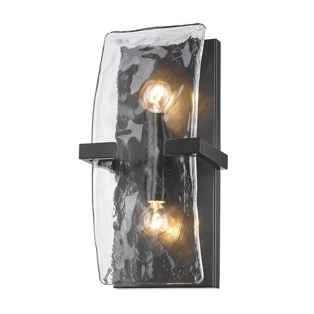Black Hammered Glass Dimmable Wall Sconce