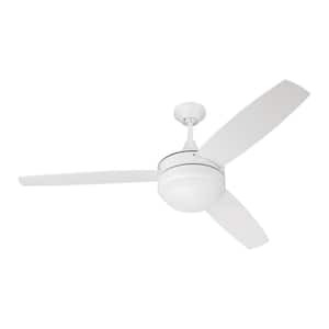 Phaze II 52 in. Indoor Dual Mount White Finish Ceiling Fan, Integrated Single Light Kit & 4-Speed Wall Control Included
