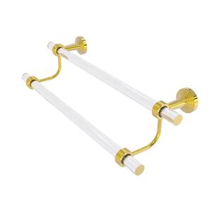 Pacific Beach Collection 30 in. Wall Mounted Double Towel Bar with Groovy Accents in Polished Brass
