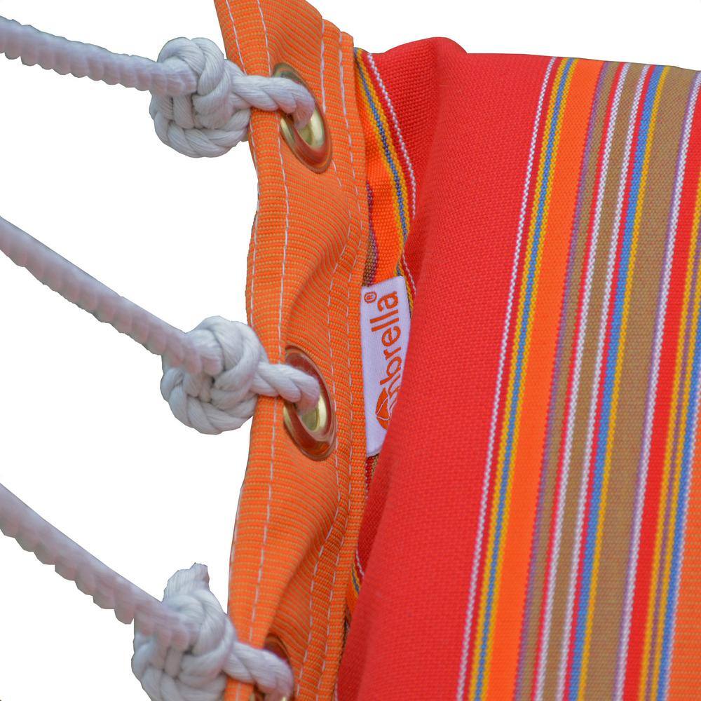 Sunbrella Multicolor Hanging Chair with Cushions and Hardwood Spreader Bars