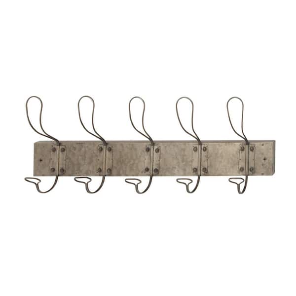 Litton Lane 11 in. x 30 in. Grey Metal Vintage Wall Hook 70574 - The Home  Depot