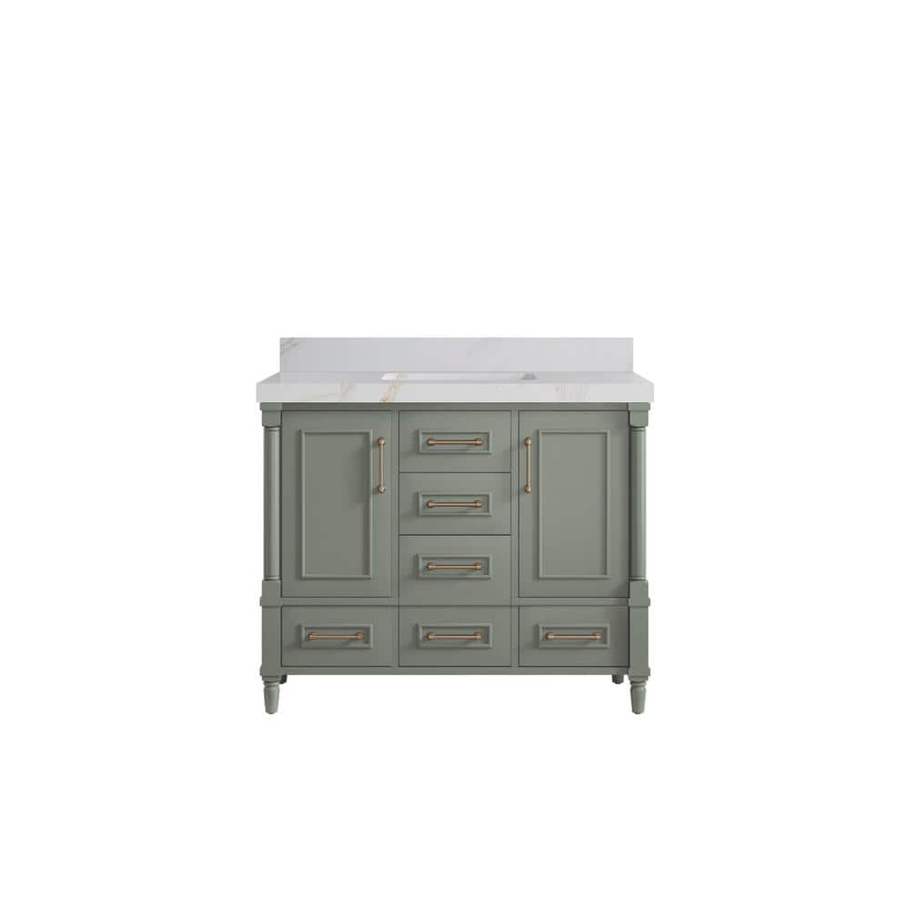 Hudson 42 in. W x 22 in. D x 36 in. H Single Sink Bath Vanity in Evergreen with 2 in. Calcutta Sienna Qt. Top price history on PriceWatchPro