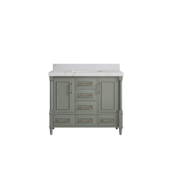 Willow Collections Hudson 42 in. W x 22 in. D x 36 in. H Single Sink Bath Vanity in Evergreen with 2 in. Calcutta Sienna Qt. Top