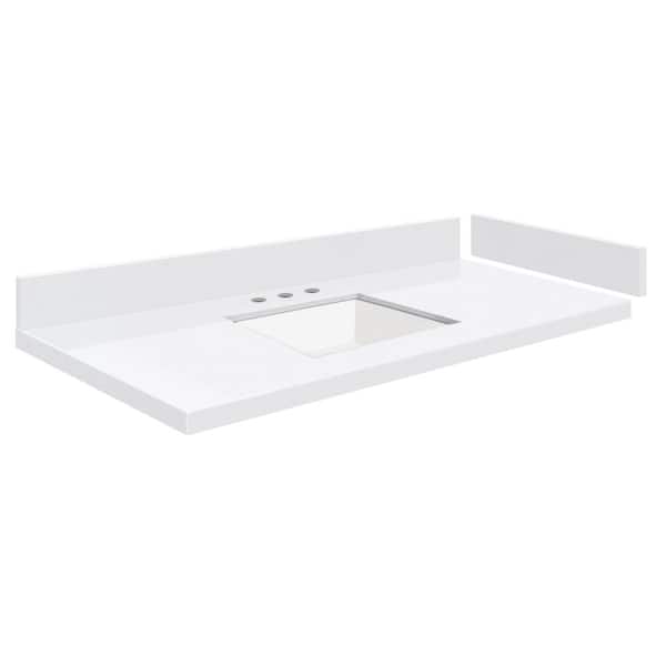 Transolid Silestone 48.5 in. W x 22.25 in. D Quartz Vanity Top in Miami White with White Rectangular Single Sink