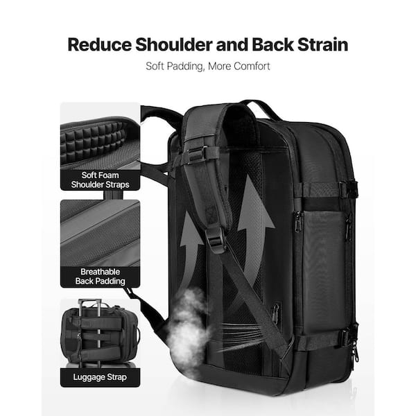 VEVOR Expandable 65L Travel Backpack with Vacuum Compression TSA Lock Multi Compartments Water-Resistant Carry-On Bag, Black ... VEVOR Expandable 65L Travel Backpack with Vacuum Compression TSA Lock Multi Compartments Water-Resistant Carry-On Bag, Black ...