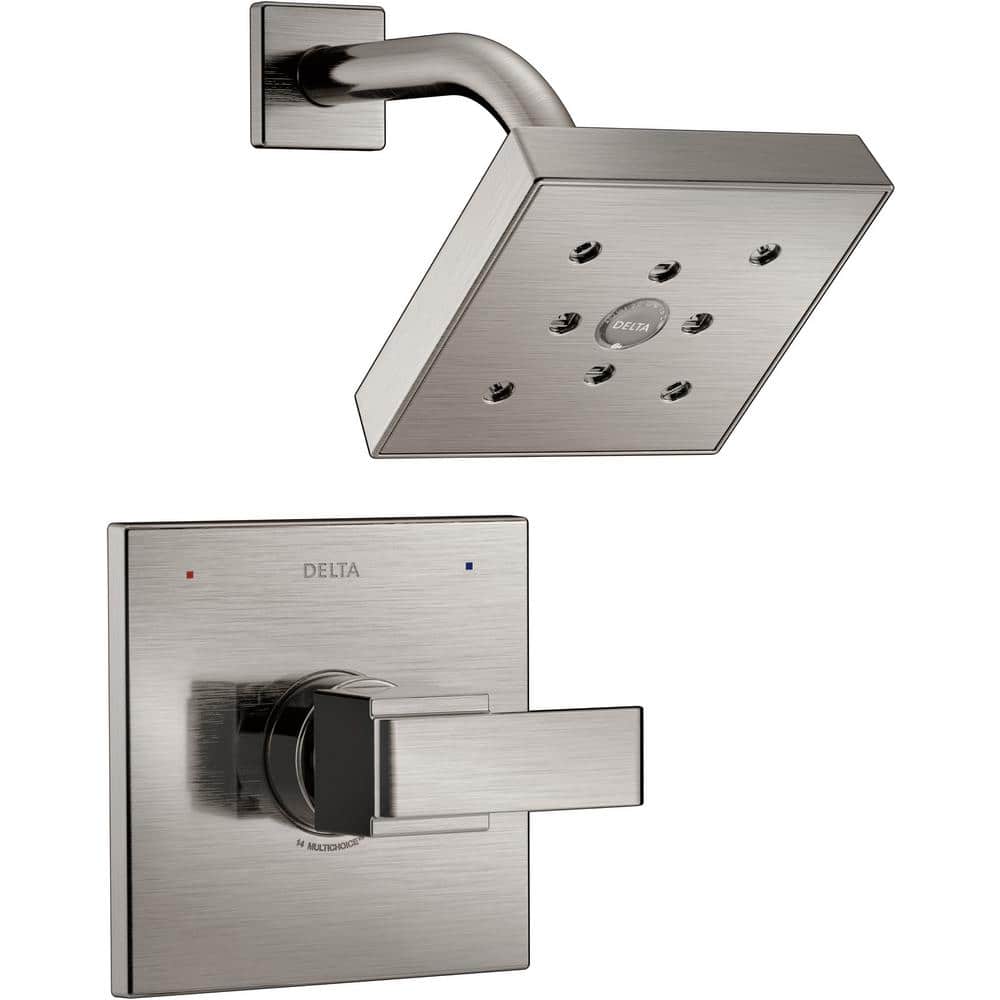Delta Ara 1-Handle Shower Faucet Trim Kit in Stainless Featuring H2Okinetic  (Valve Not Included) T14267-SS The Home Depot