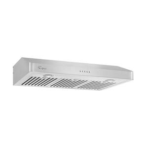 30 in. 500 CFM Ducted Under the Cabinet Range Hood with LED Lights in Stainless Steel with Exhaust Kitchen Vent Duct