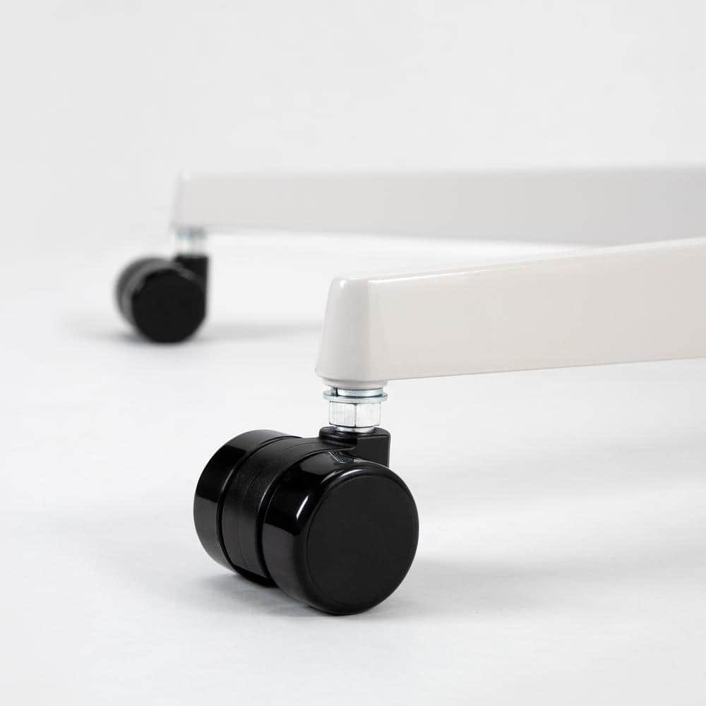 White Steel Adjustable Overbed Table with Casters