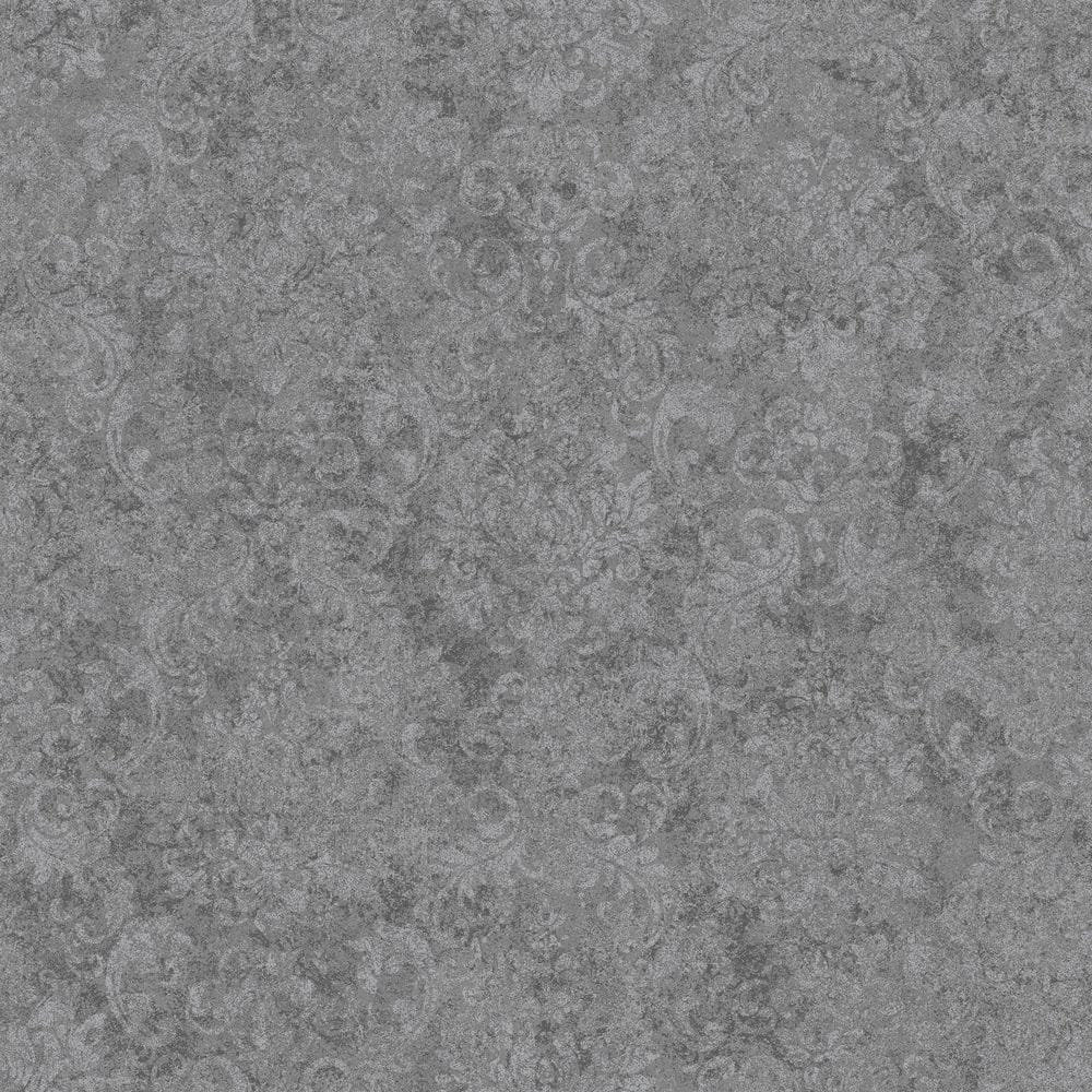 Special FX 2 Collection Grey Metallic Damask Vinyl on Non-Woven Non-Pasted 