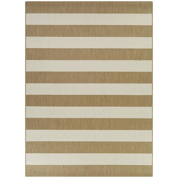 BALTA Aleah Tan 8 ft. x 10 ft.  Striped Indoor/Outdoor Area Rug