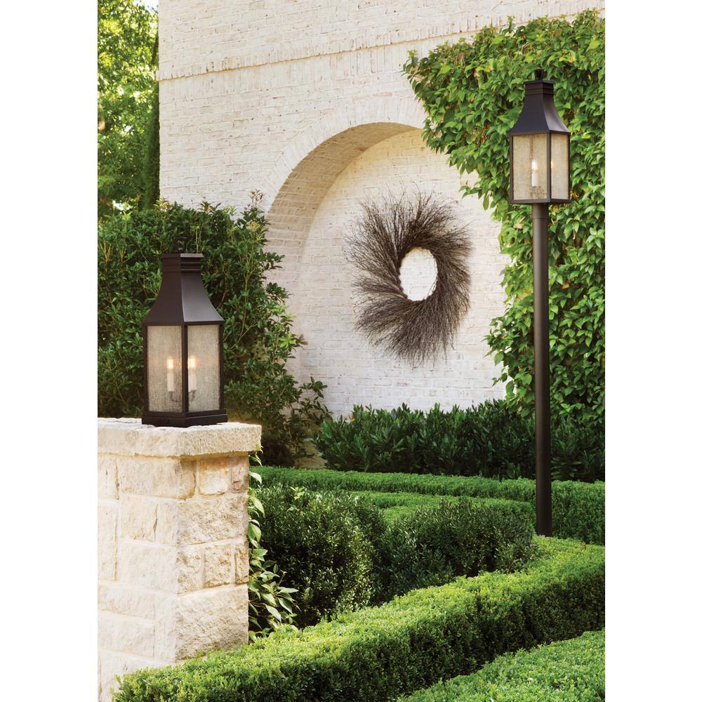 Museum Black Aluminum Outdoor Pier Mount Light with Clear Seedy Glass