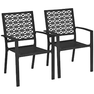 Outdoor Patio Dining Chairs with Armrests Modern Steel Bistro Chairs Set of 2
