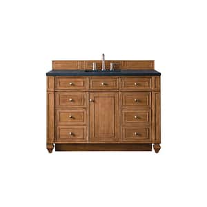 Bristol 48 in. W x 23.5 in. D x 34 in. H Bathroom Vanity in Saddle Brown with Charcoal Soapstone Quartz Top