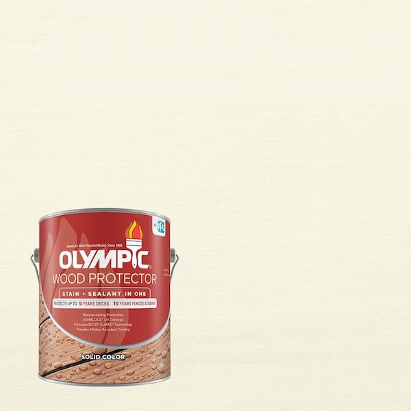 Olympic 1 gal. White Solid Exterior Wood Protector Stain Plus Sealer in One